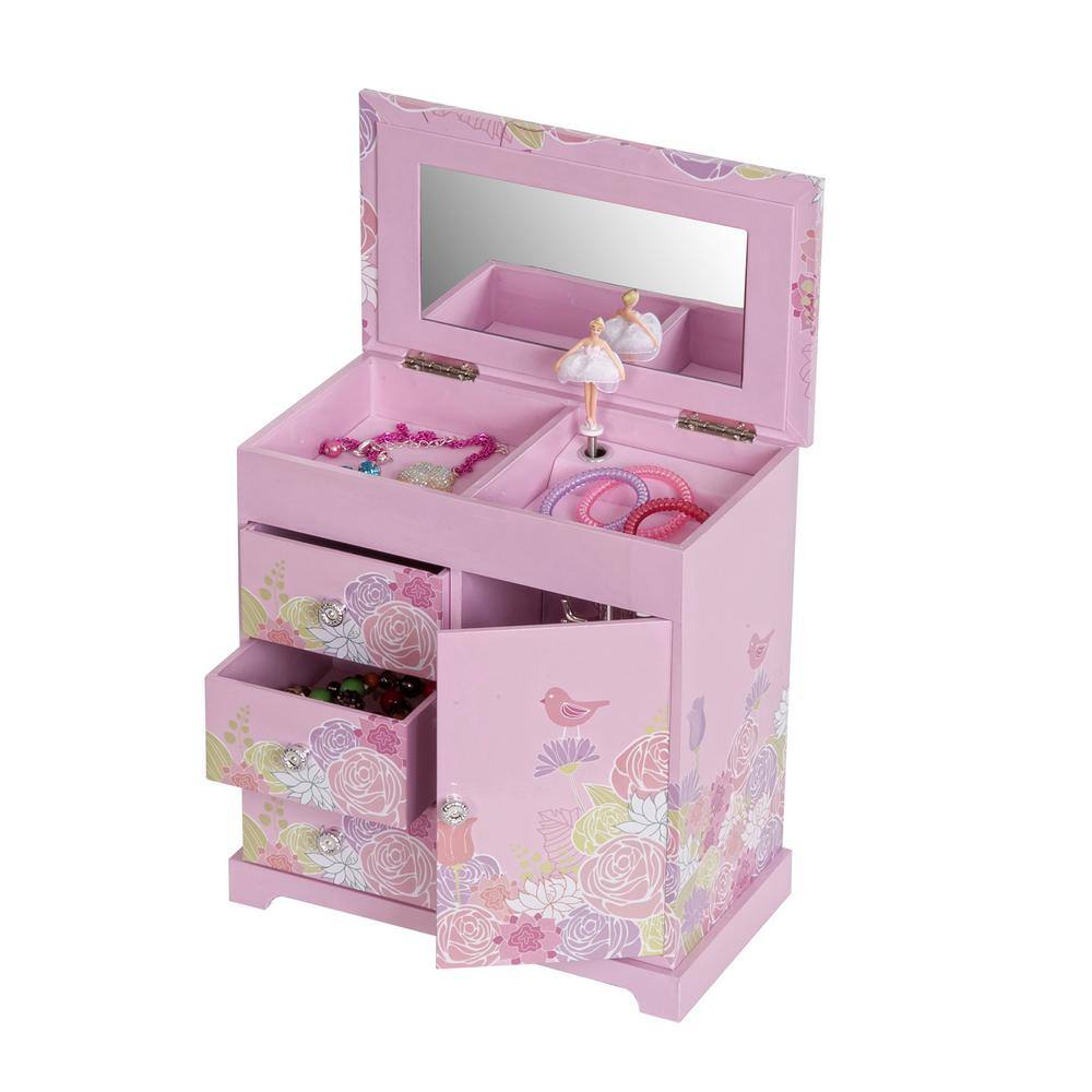 Mele & Co Pearl Girl's Pink Fashion Paper Musical Ballerina Jewelry Box