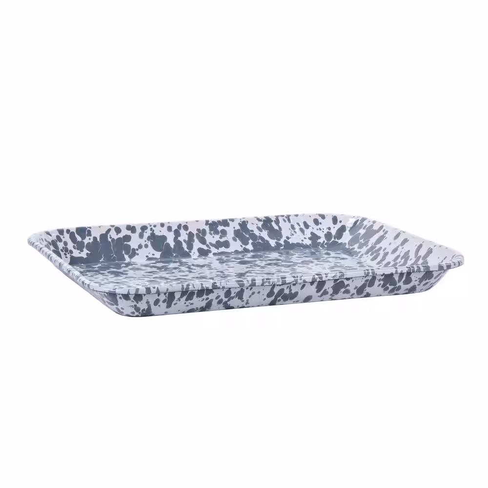 Golden Rabbit Grey Swirl 10 in. x 13 in. Enamelware Square Quarter Sheet