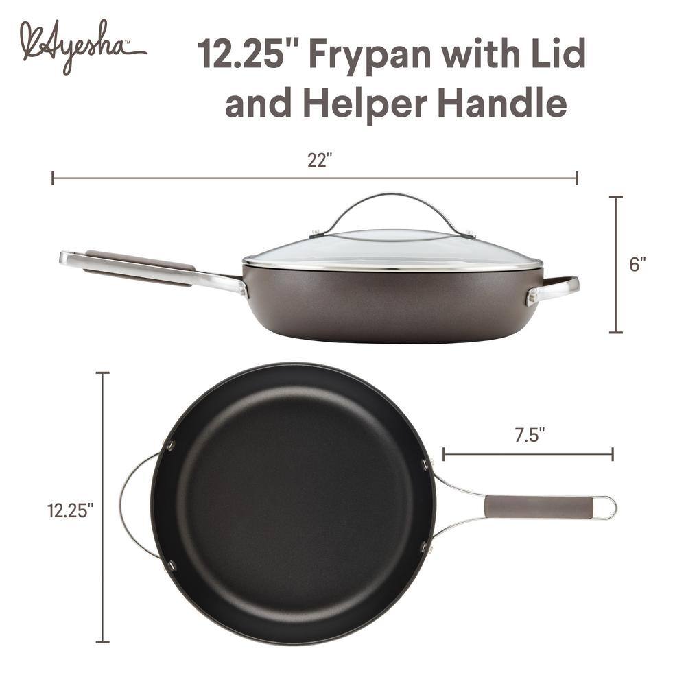 Ayesha Curry Professional 12 .25 in. Hard Anodized Aluminum Nonstick Deep Frying Pan Charcoal with Lid