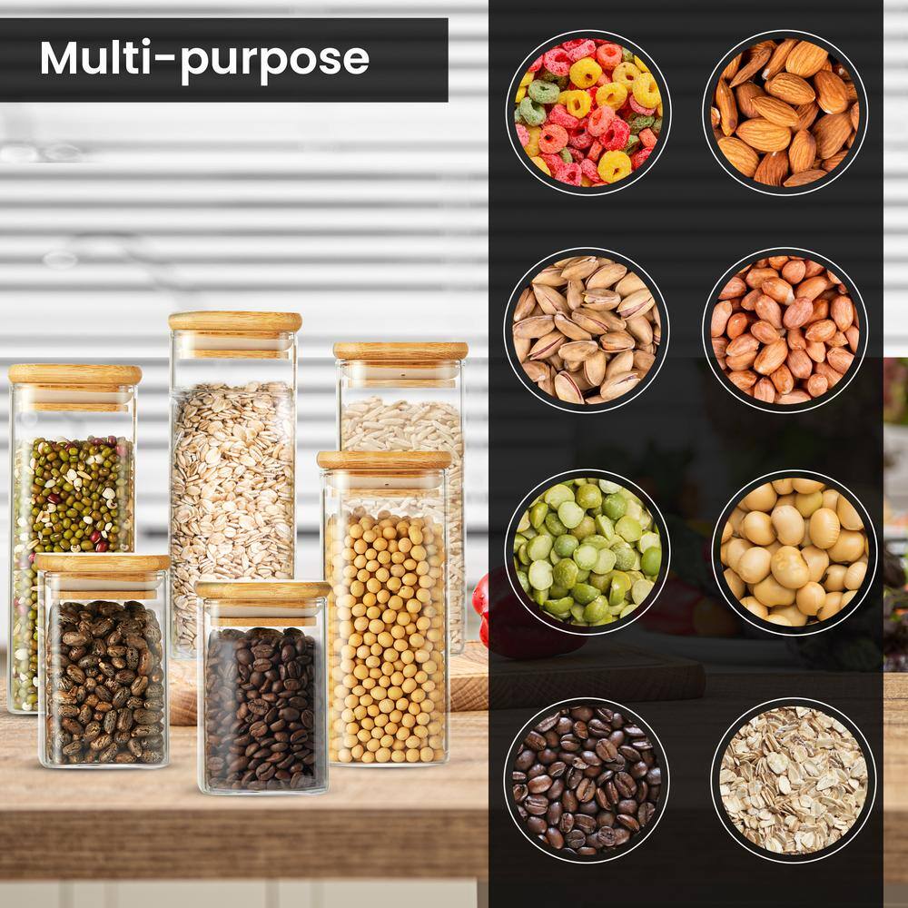 None Mini Glass Jar Set and Air Tight Sealable Containers for Kitchen and Pantry Organization