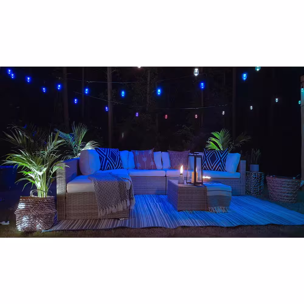 Bulbrite Outdoor/Indoor 36 ft. Plug-in Edison Bulb S14 Shatter Resistant LED Smart Black String Light 18 Sockets-Bulbs Included